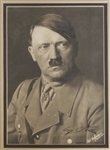 Scarce Adolf Hitler Signed Photo -- With Letter Signed by Albert Bormann From Hitlers Chancellory Confirming the Signature
